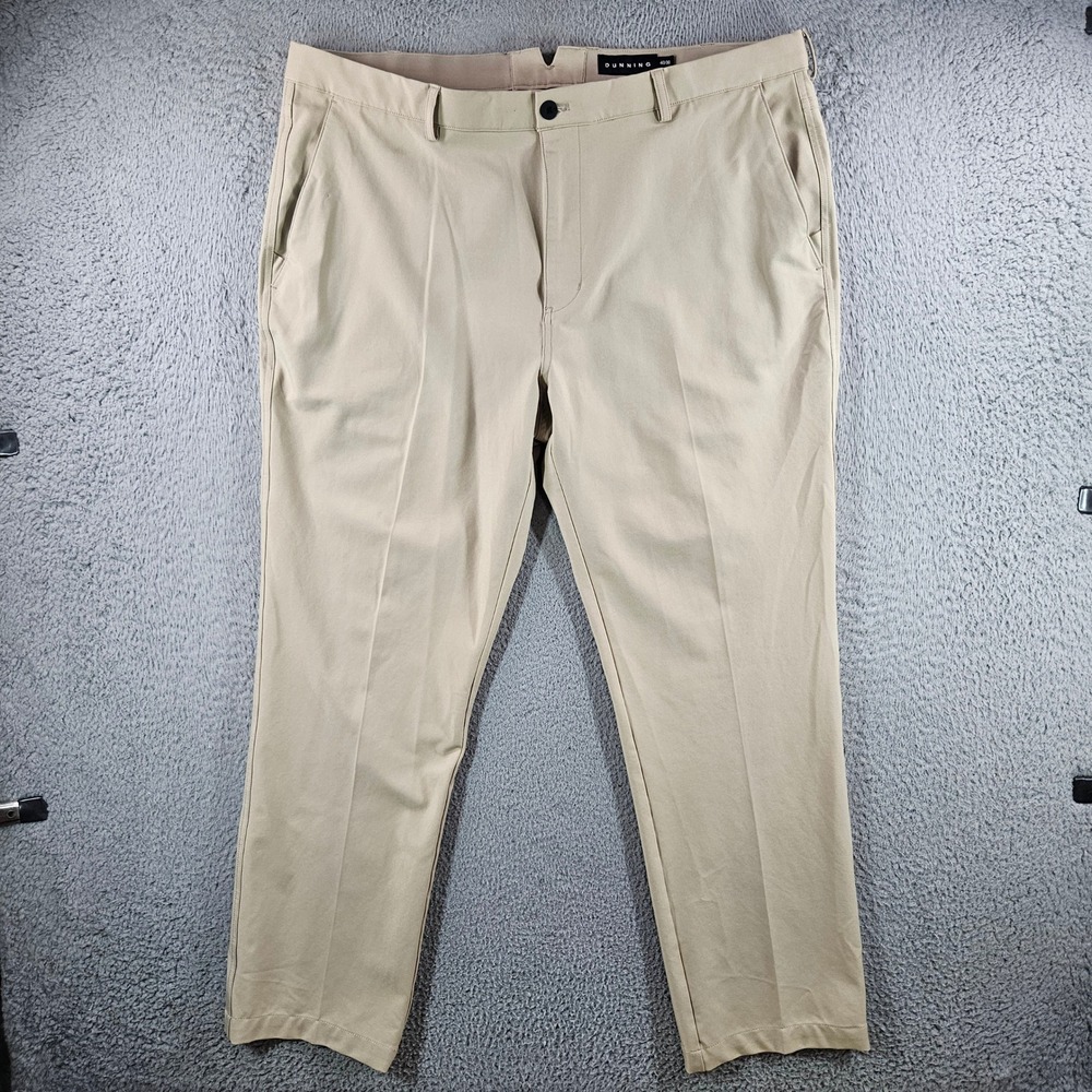 Dunning Golf Pants Mens 40x30 Khaki Tan Performance Stretch Flat Front Trousers
